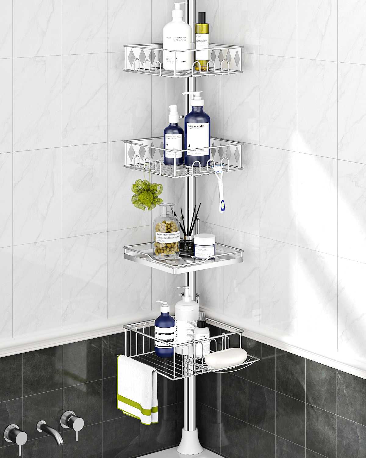 SEIRONE 08 Corner Shower Caddy Tension Pole