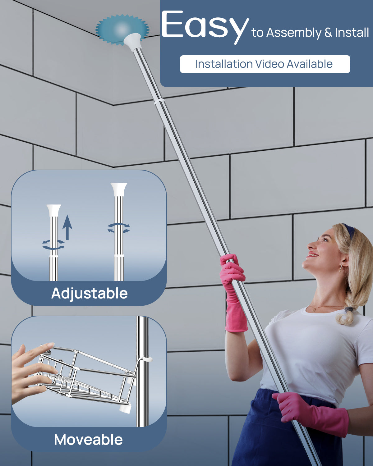 SEIRIONE 07 Shower caddy Tension Pole
