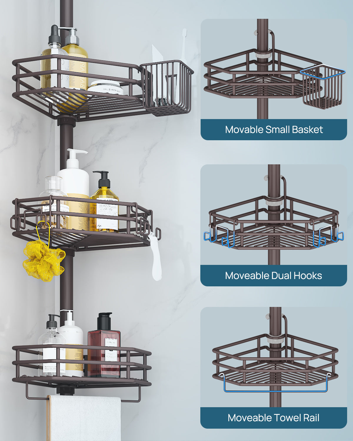 SEIRIONE 04 Shower caddy Tension Pole