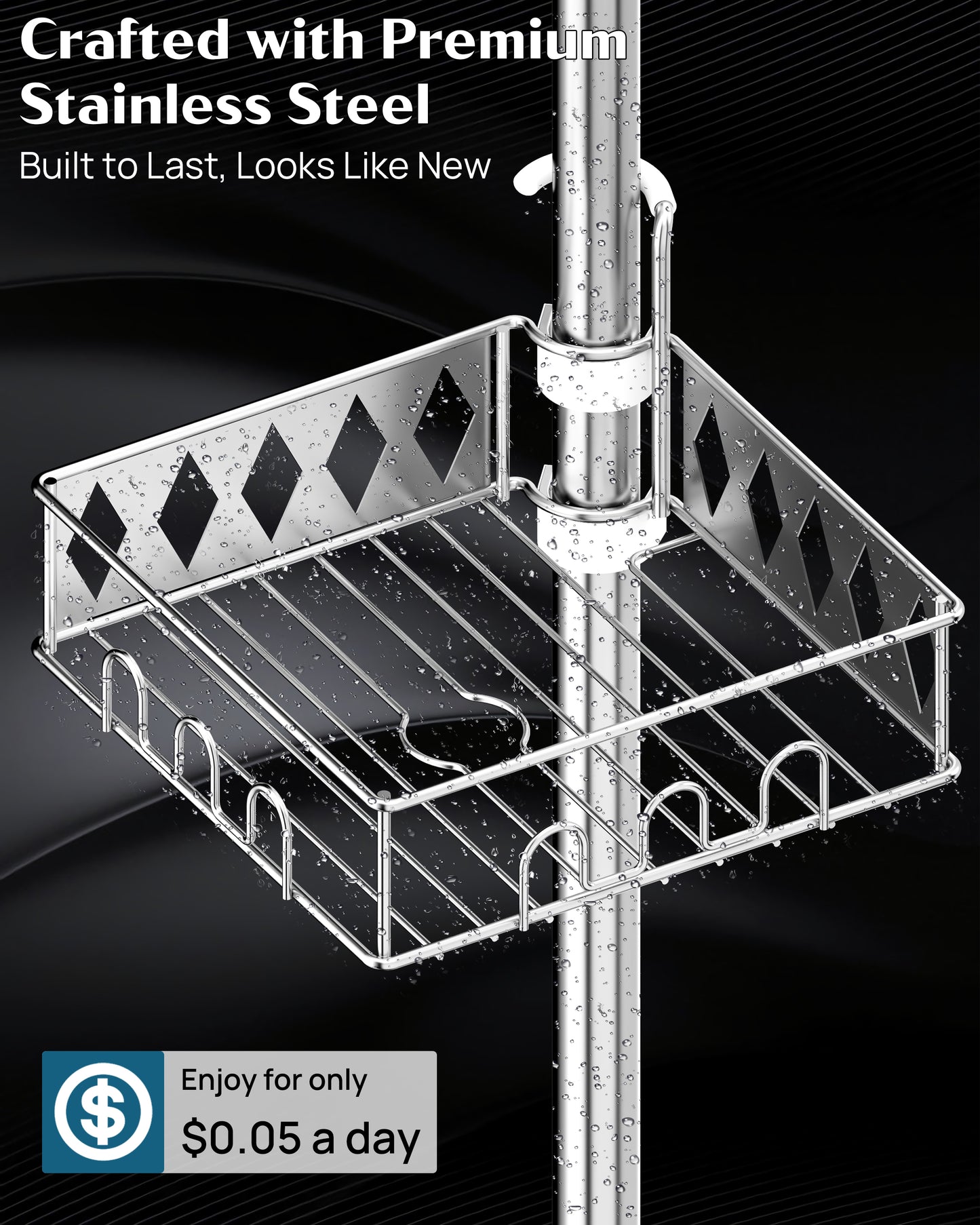 SEIRONE 08 Corner Shower Caddy Tension Pole