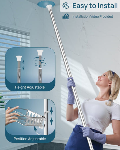 SEIRONE 08  Corner Shower Caddy Tension Pole