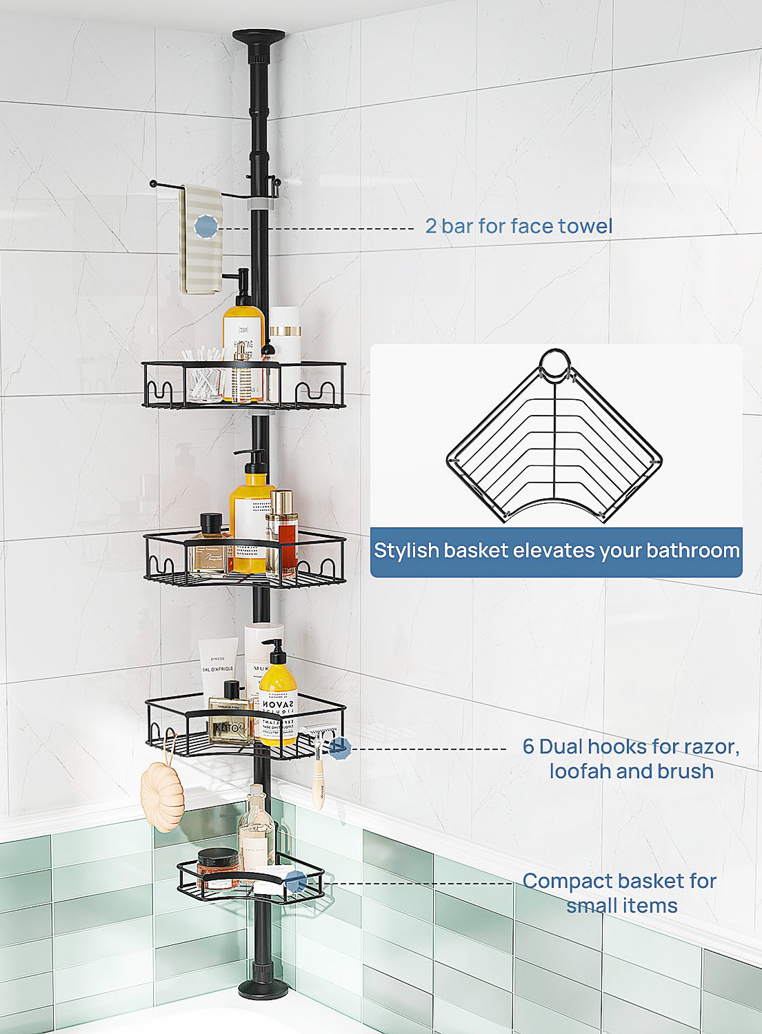 SEIRONE 07 Shower caddy Tension Pole