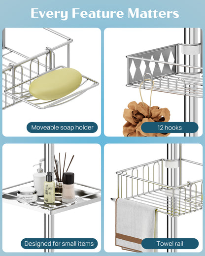 SEIRONE 08  Corner Shower Caddy Tension Pole