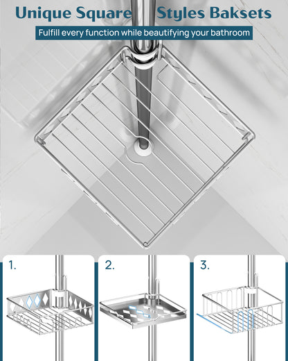 SEIRONE 08  Corner Shower Caddy Tension Pole