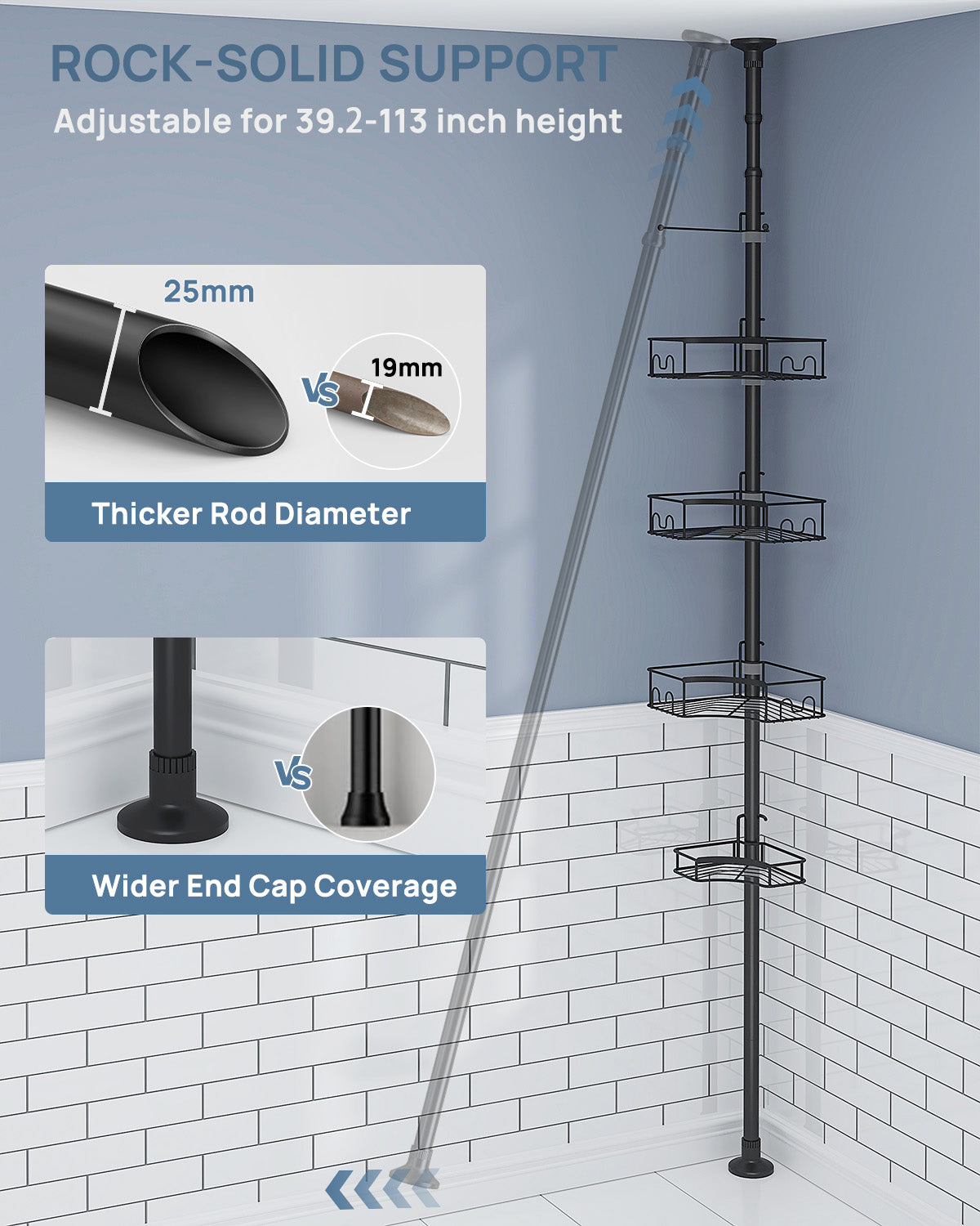 SEIRONE 07 Shower caddy Tension Pole