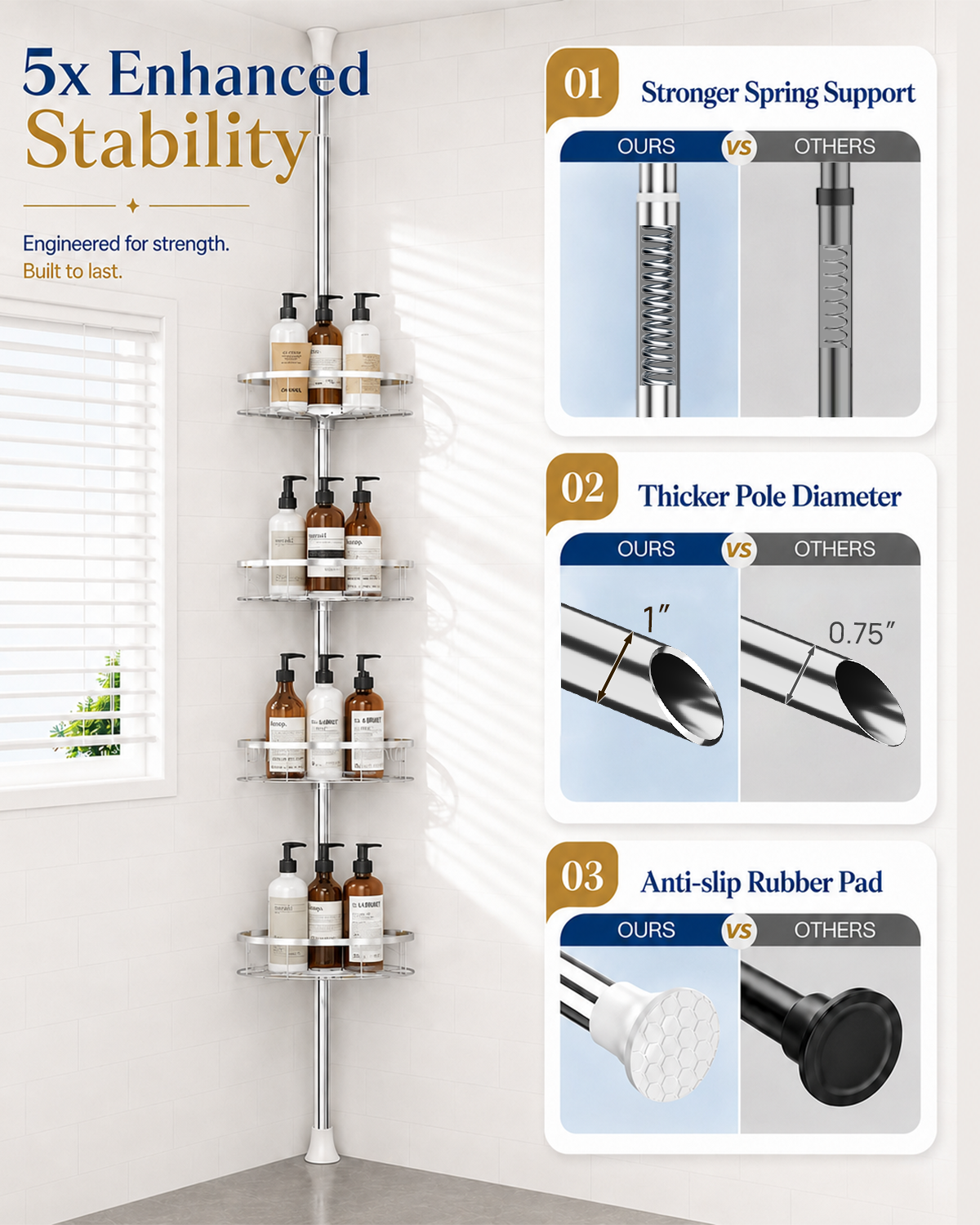 SEIRIONE 03 Shower caddy Tension Pole