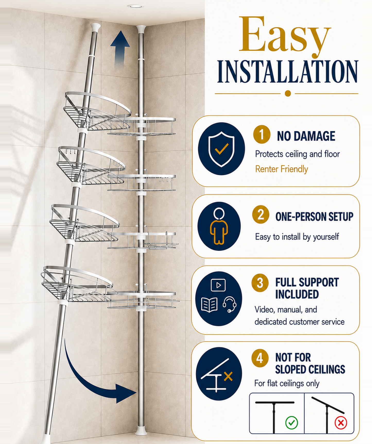 SEIRIONE 03 Shower caddy Tension Pole