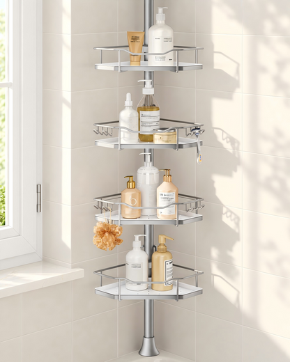 SEIRIONE Rustproof Corner Shower Caddy Tension Pole for Shampoo Holder