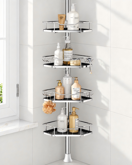 SEIRIONE Rustproof Corner Shower Caddy Tension Pole for Shampoo Holder