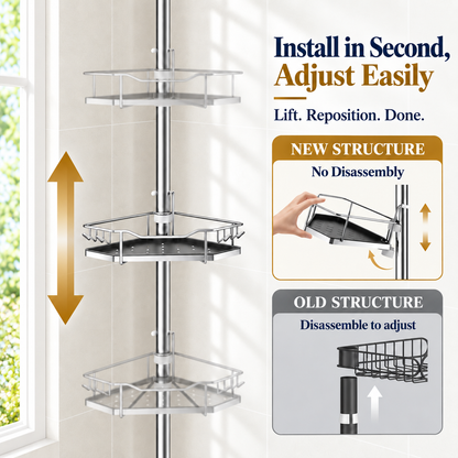 SEIRIONE Rustproof Corner Shower Caddy Tension Pole for Shampoo Holder