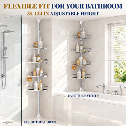 SEIRIONE Rustproof Corner Shower Caddy Tension Pole for Shampoo Holder