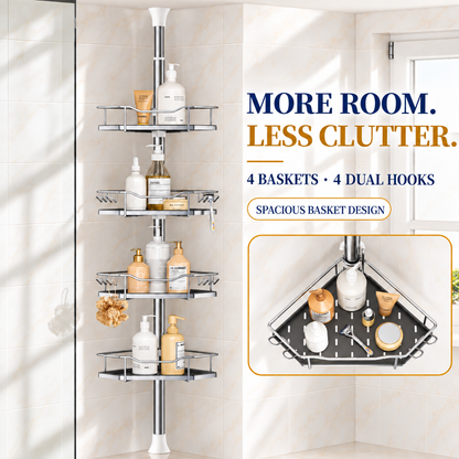 SEIRIONE Rustproof Corner Shower Caddy Tension Pole for Shampoo Holder