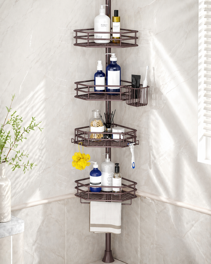 SEIRIONE Rustproof Corner Shower Caddy Tension Pole for Bathroom Storage